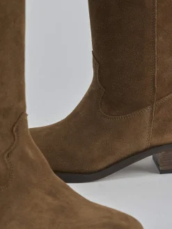 Online Stivali tacco 3cm camoscio Donna Stivali Tacco Basso