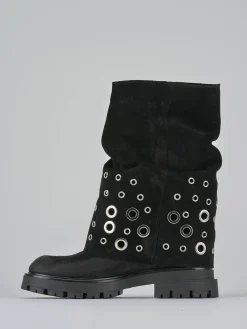 Hot Stivali tacco 1cm camoscio Donna Stivali Tacco Basso