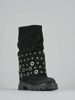 Hot Stivali tacco 1cm camoscio Donna Stivali Tacco Basso