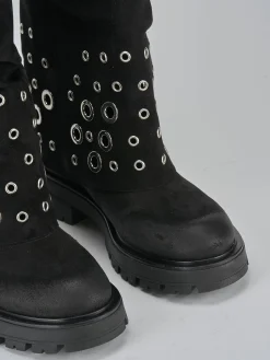 Hot Stivali tacco 1cm camoscio Donna Stivali Tacco Basso