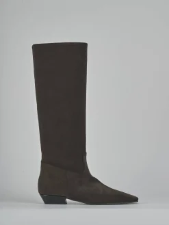 Sale Stivali tacco 3cm camoscio testa Donna Stivali Tacco Basso