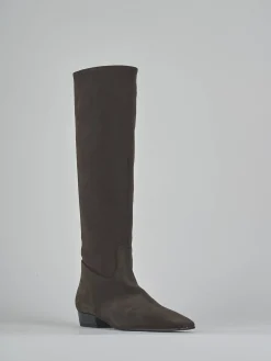 Sale Stivali tacco 3cm camoscio testa Donna Stivali Tacco Basso