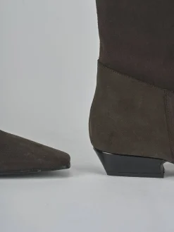 Sale Stivali tacco 3cm camoscio testa Donna Stivali Tacco Basso