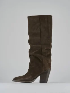 Hot Stivali tacco 9cm camoscio testa Donna Stivali Tacco Alto