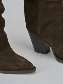 Hot Stivali tacco 9cm camoscio testa Donna Stivali Tacco Alto