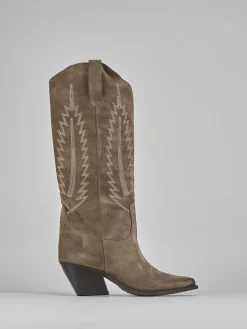 Sale Stivali tacco 7cm camoscio Donna Stivali Tacco Alto