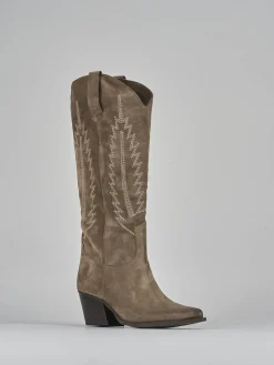 Sale Stivali tacco 7cm camoscio Donna Stivali Tacco Alto