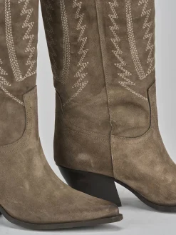 Sale Stivali tacco 7cm camoscio Donna Stivali Tacco Alto