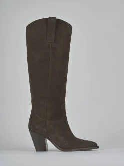 Outlet Stivali tacco 8cm camoscio testa Donna Stivali Tacco Alto