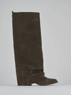 Sale Stivali tacco 7cm camoscio testa Donna Stivali Tacco Alto