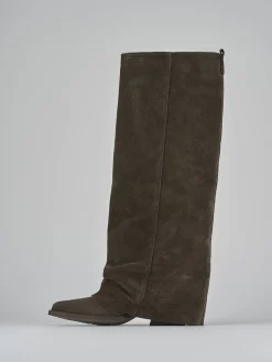 Sale Stivali tacco 7cm camoscio testa Donna Stivali Tacco Alto