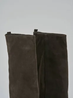 Sale Stivali tacco 7cm camoscio testa Donna Stivali Tacco Alto