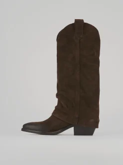 Stivali tacco 4cm camoscio testa Donna Stivali Tacco Basso