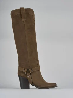 Online Stivali tacco 7cm camoscio Donna Stivali Tacco Alto