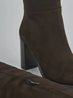 Online Stivali tacco 9cm camoscio testa Donna Stivali Tacco Alto