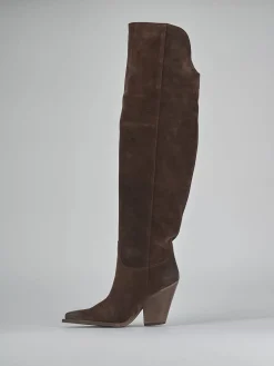 Stivali tacco 8cm camoscio testa Donna Stivali Tacco Alto