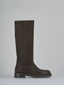 Online Stivali tacco 3cm camoscio testa Donna Stivali Tacco Basso