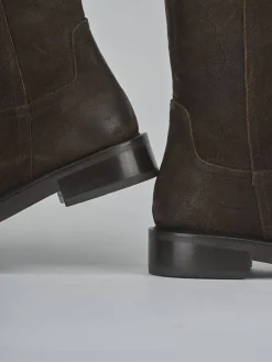 Online Stivali tacco 3cm camoscio testa Donna Stivali Tacco Basso