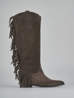 Online Stivali tacco 1cm camoscio testa Donna Stivali Tacco Basso