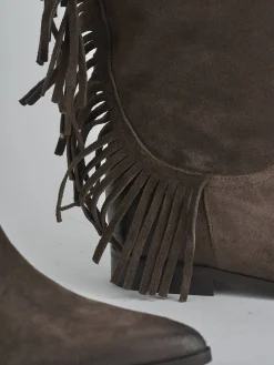 Online Stivali tacco 1cm camoscio testa Donna Stivali Tacco Basso