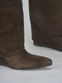 Discount Stivali tacco 9cm camoscio testa Donna Stivali Tacco Alto