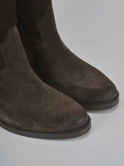 Discount Stivali tacco 2cm camoscio testa Donna Stivali Tacco Basso