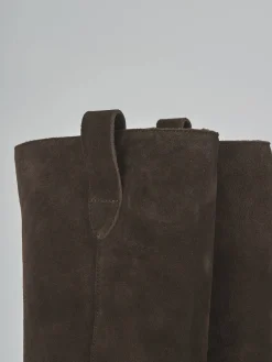 Discount Stivali tacco 2cm camoscio testa Donna Stivali Tacco Basso