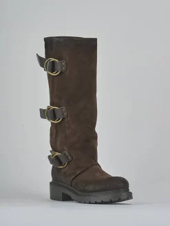 Clearance Stivali tacco 2cm camoscio testa Donna Stivali Tacco Basso