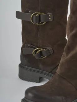 Clearance Stivali tacco 2cm camoscio testa Donna Stivali Tacco Basso