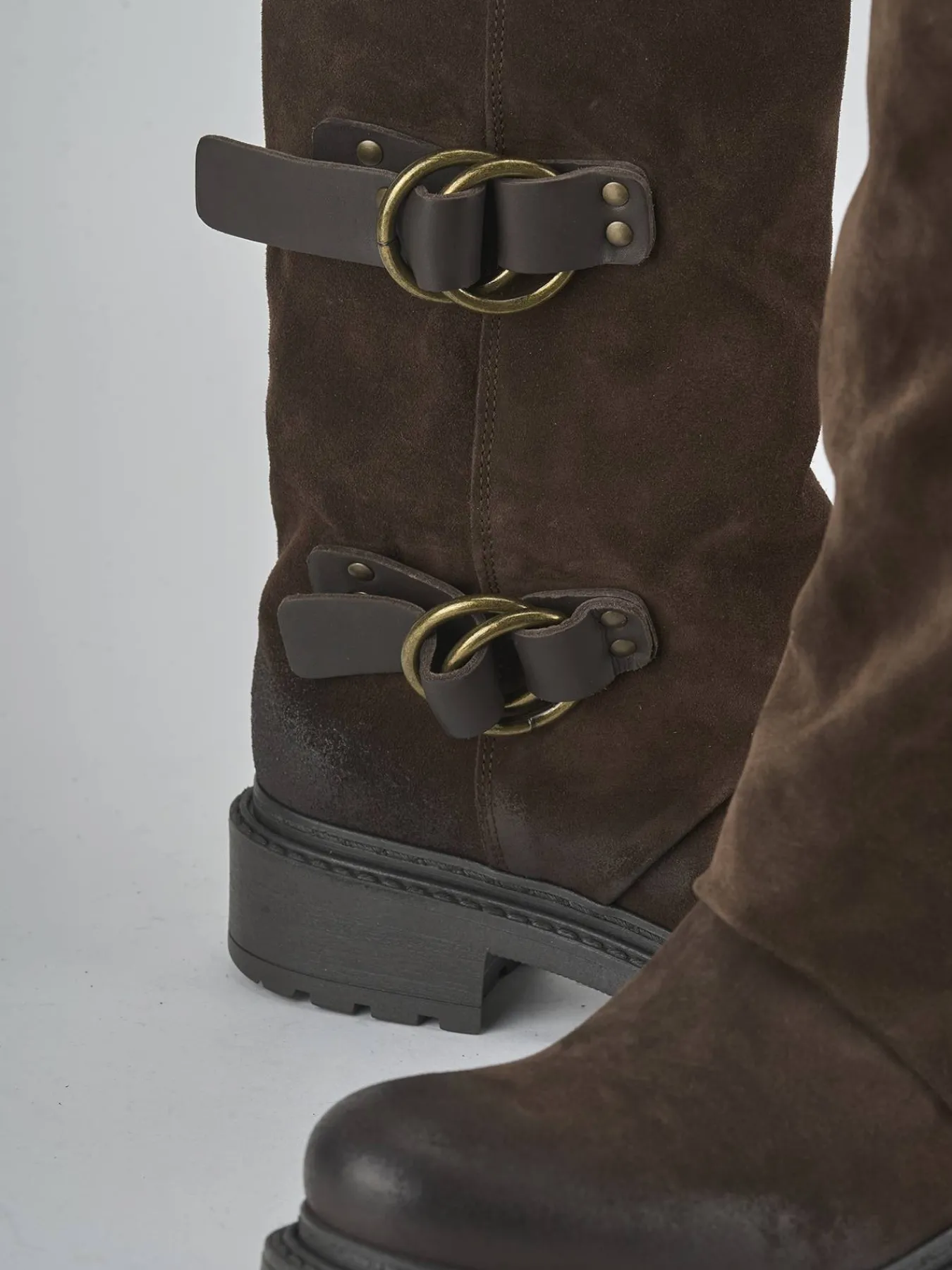 Clearance Stivali tacco 2cm camoscio testa Donna Stivali Tacco Basso