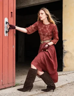 Sale Stivali tacco 5cm cocco testa Donna Stivali Tacco Alto