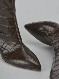 Clearance Stivali tacco 7cm cocco testa Donna Stivali Tacco Alto