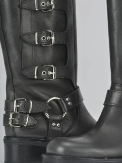 Outlet Stivali tacco 4cm pelle Donna Stivali Tacco Basso