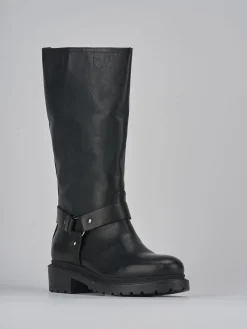 Hot Stivali tacco 2cm pelle Donna Stivali Tacco Basso