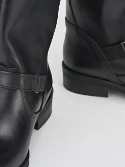 Clearance Stivali tacco 3cm pelle Donna Stivali Tacco Basso