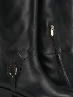 Outlet Stivali tacco 2cm pelle Donna Stivali Tacco Basso