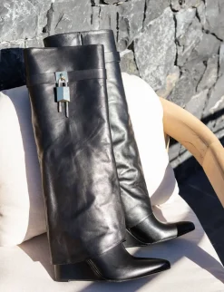 Stivali tacco 9cm pelle Donna Stivali Tacco Alto