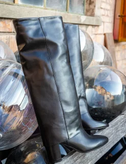 Outlet Stivali tacco 7cm pelle Donna Stivali Tacco Alto