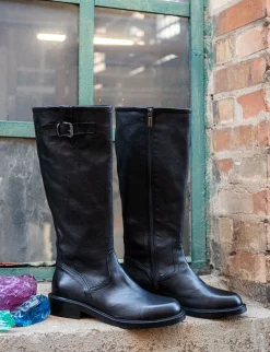 Outlet Stivali tacco 2cm pelle Donna Stivali Tacco Basso