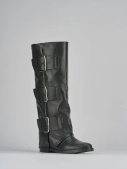 Stivali tacco 2cm pelle Donna Stivali Tacco Basso