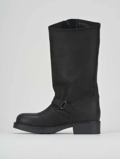 Outlet Stivali tacco 1cm pelle Donna Stivali Tacco Basso