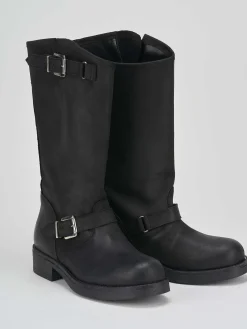 Outlet Stivali tacco 1cm pelle Donna Stivali Tacco Basso