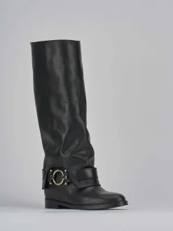 Outlet Stivali tacco 2cm pelle Donna Stivali Tacco Basso