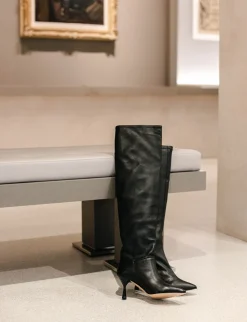 Hot Stivali tacco 7cm pelle Donna Stivali Tacco Alto