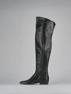 Outlet Stivali tacco 2cm pelle Donna Stivali Tacco Basso