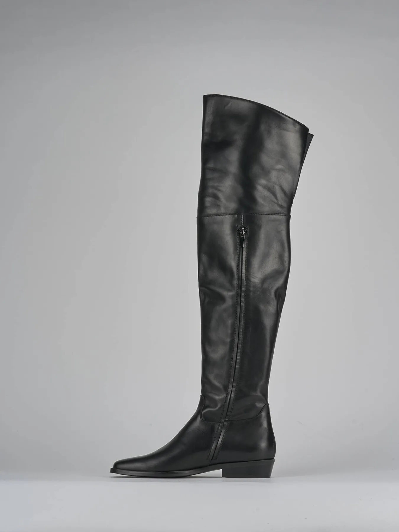 Outlet Stivali tacco 2cm pelle Donna Stivali Tacco Basso