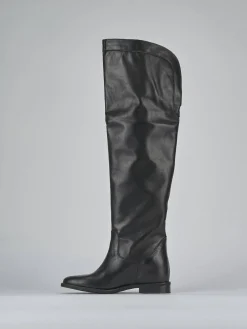 Outlet Stivali tacco 2cm pelle Donna Stivali Tacco Basso