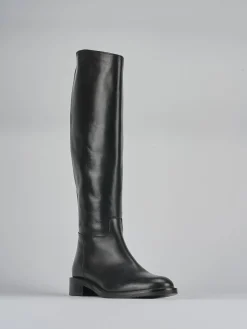 New Stivali tacco 2cm pelle Donna Stivali Tacco Basso