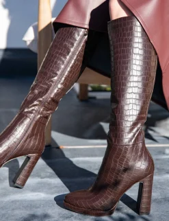 Outlet Stivali tacco 11cm pelle sostenibile testa Donna Stivali Tacco Alto