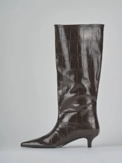 Stivali tacco 4cm pelle sostenibile testa Donna Stivali Tacco Basso